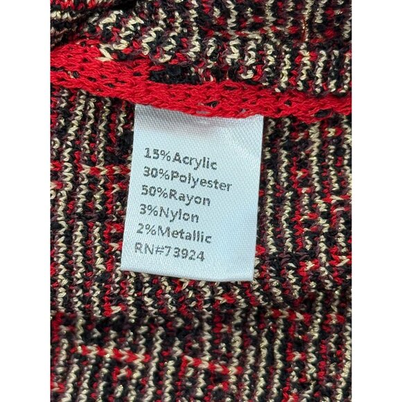 Ming Wang Womens Red Textured Knit Dress With Gold Chain Accents Size M - Picture 8 of 8